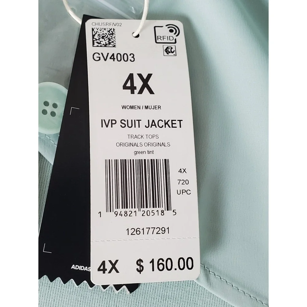 NWT Adidas‎ Ivy Park Women's Suit Jacket 4X Green Tint Streetwear Stripe FLAW